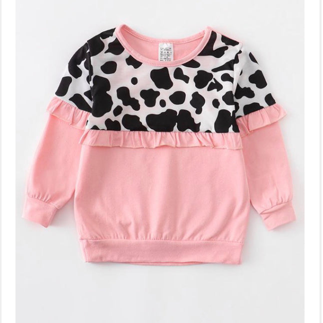 Pink cow pullover